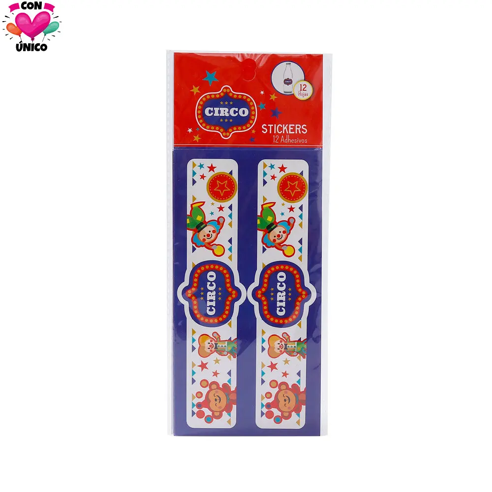 Conunico Circus Carnival Birthday Party Funny Acrobatics Clown Favor Supplies Festival Topper Adhensive Sticker Big Size CC3651
