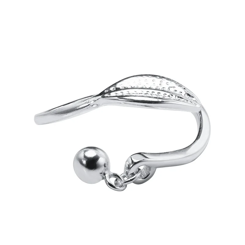 

Willow Leaf Round Beads Open Rings For Women 925 Sterling Silver Female Fashion Fine Jewelry