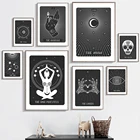 Настенная картина для влюбленных йоги, рисунок на холсте с изображением солнца, Луны, звезд, принтов, постеры и принты для гостиной, домашний декор, черный и белый цвета