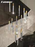 modern gold hanging pendant light led crystal luxury suspension stair pendant lamp indoor kitchen island bedside light fixture