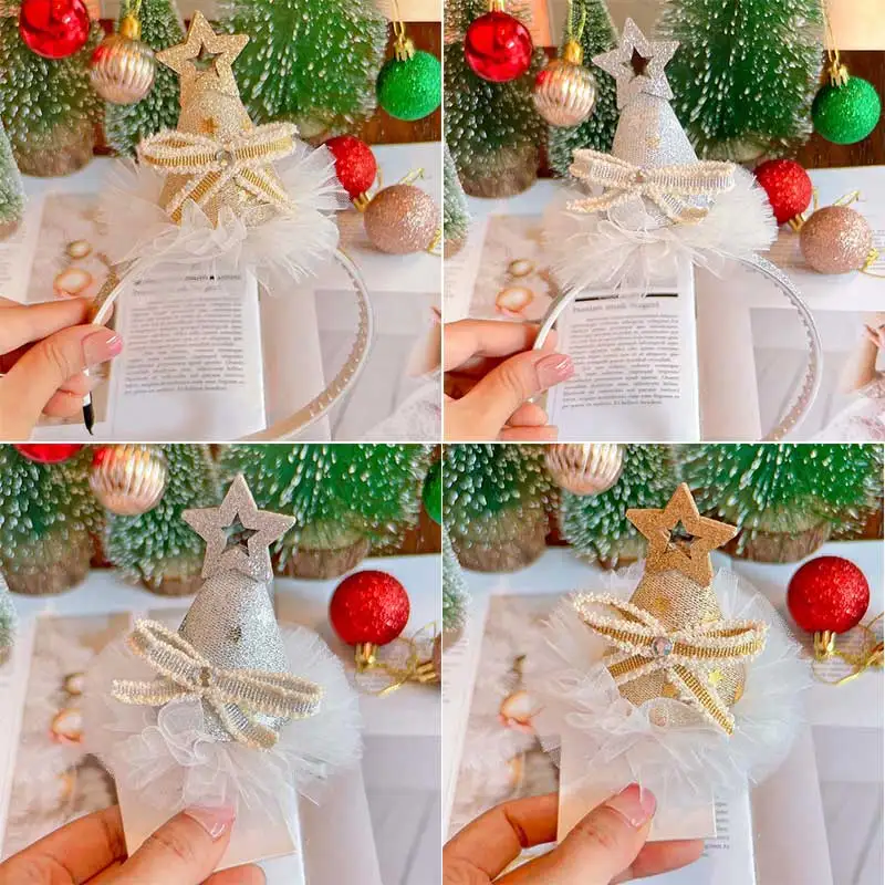 

New Christmas Hat Girls Hair Clips Xmas Lovely Hair Hoop Headband Photography Prop Kid New Year Gift Headwear Hair Accessories