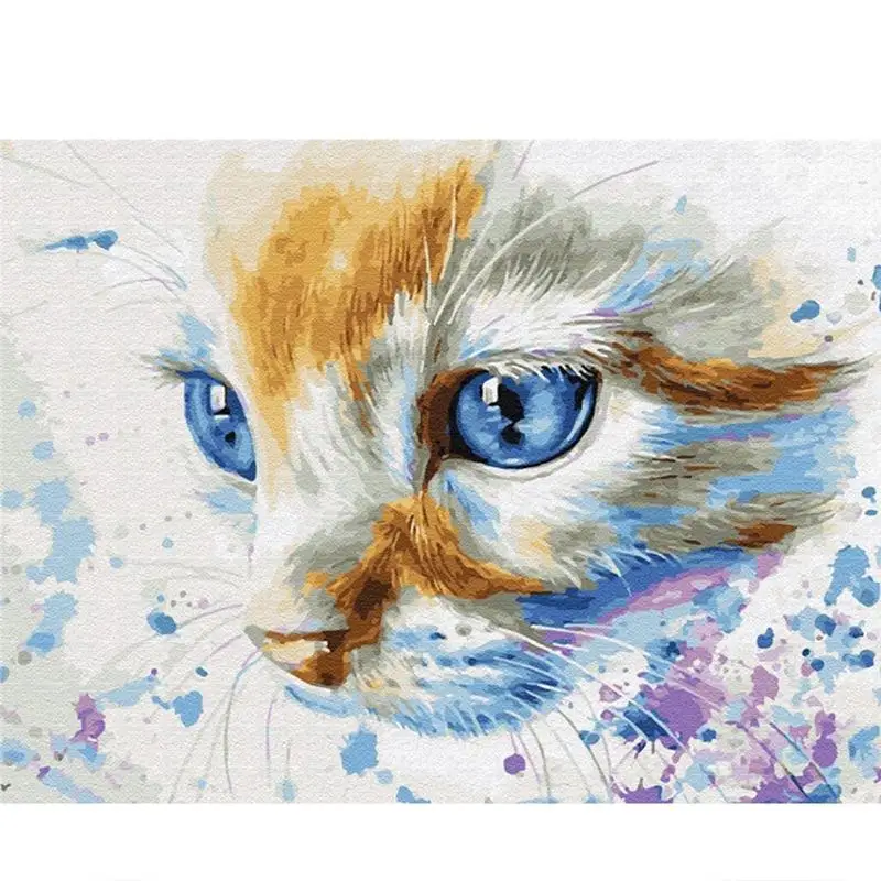 

Kamy Yi Diy 5d Square Diamond Handmade Round Rhinestone Cross Stitch Cat Painting Picture Art, Home Decoration Gift