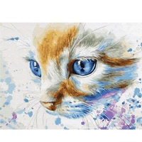 kamy yi diy 5d square diamond handmade round rhinestone cross stitch cat painting picture art home decoration gift