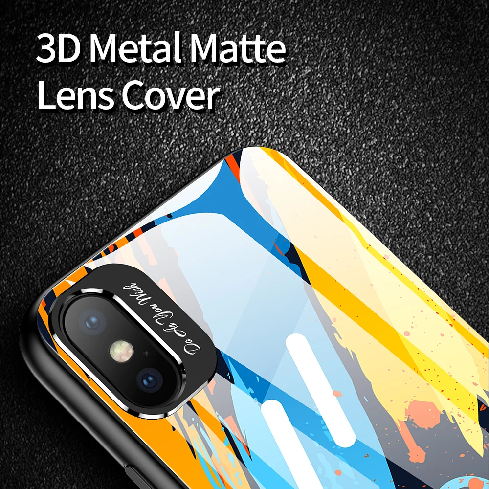 Graffiti Tempered Glass Phone Case For iPhone 11 Pro 7 8 Plus 3D Metal Lens Soft TPU Back Cover X XS XR Colorful Capa | Мобильные