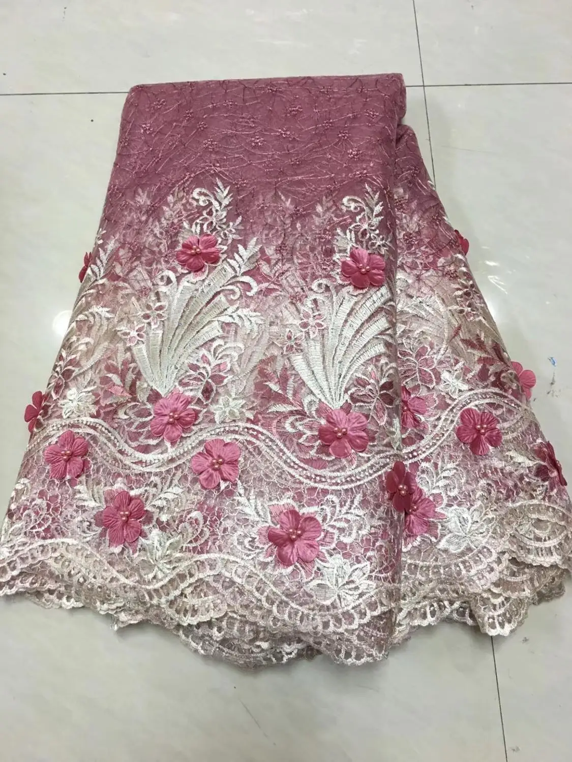 Африканская Кружевная Ткань 5 ярдов высокого качества гипюр кружева тюль