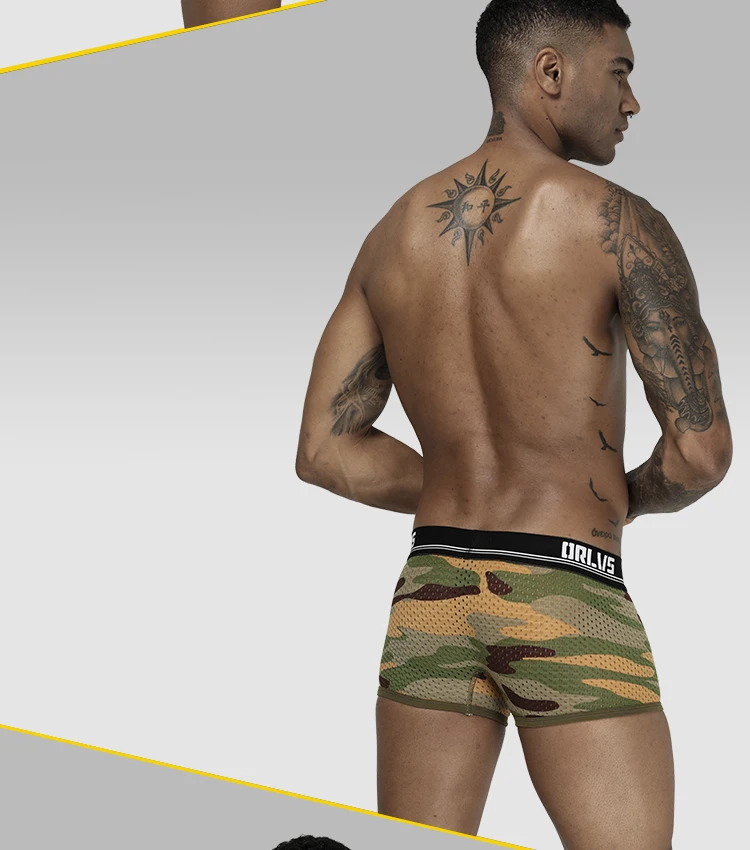 Нижнее белье с героями мультфильмов, мягкие, cueca masculina, мужские сексуальные сетчатые трусы-боксеры из Ice Silk, четыре цвета, мужские шорты с u-образным мешочком, одноцветные Cuecas OR191