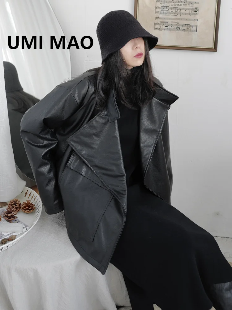 

UMI MAO Winter New Sense Dark Black Korean Version Of Yamamoto Deconstructed Quilted Jacket Female Autumn Thick Leather Coat