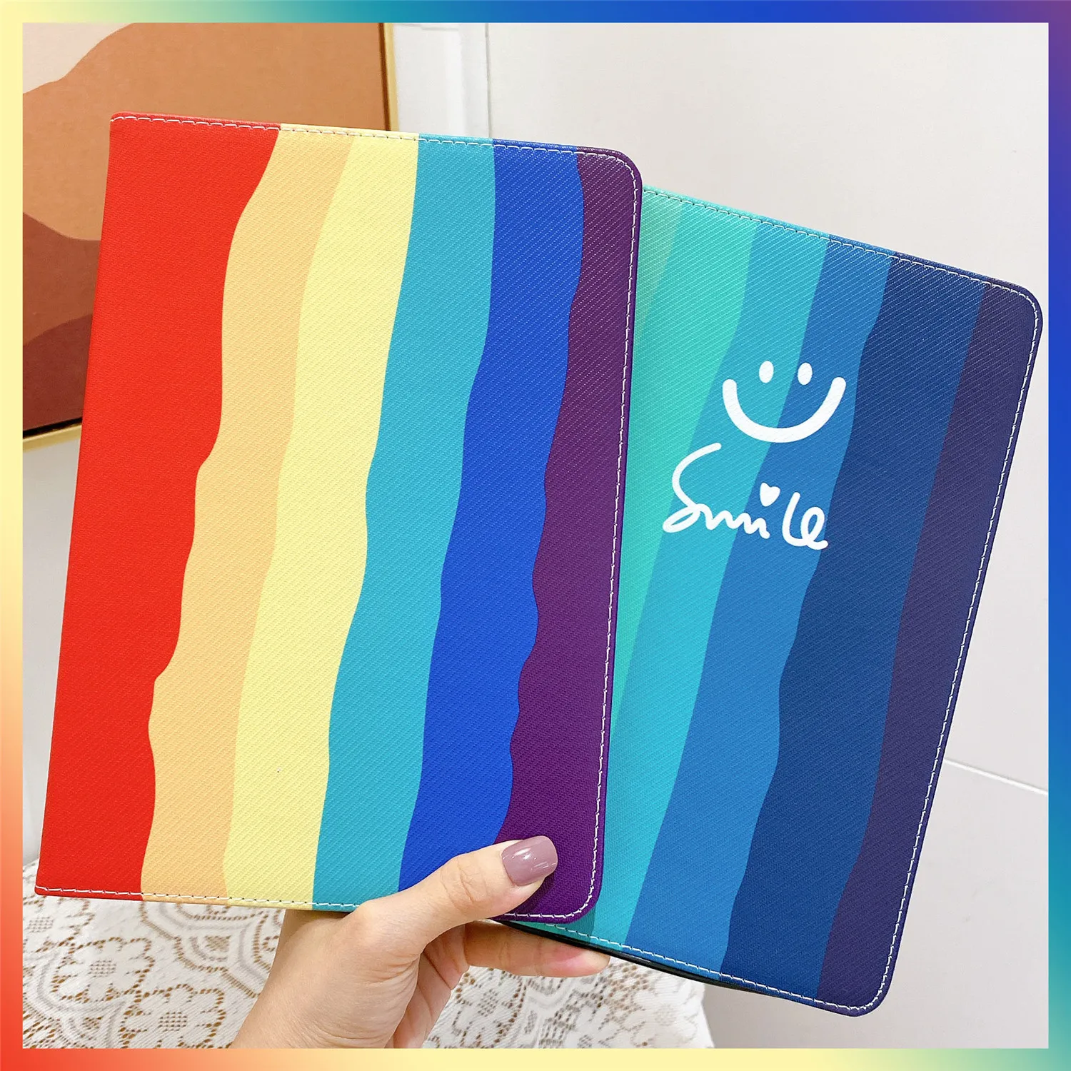 Чехол книжка с подставкой для iPad 10 2 дюймов 2020 A2428/A2429/A2430/A2270 Радужный смарт чехол