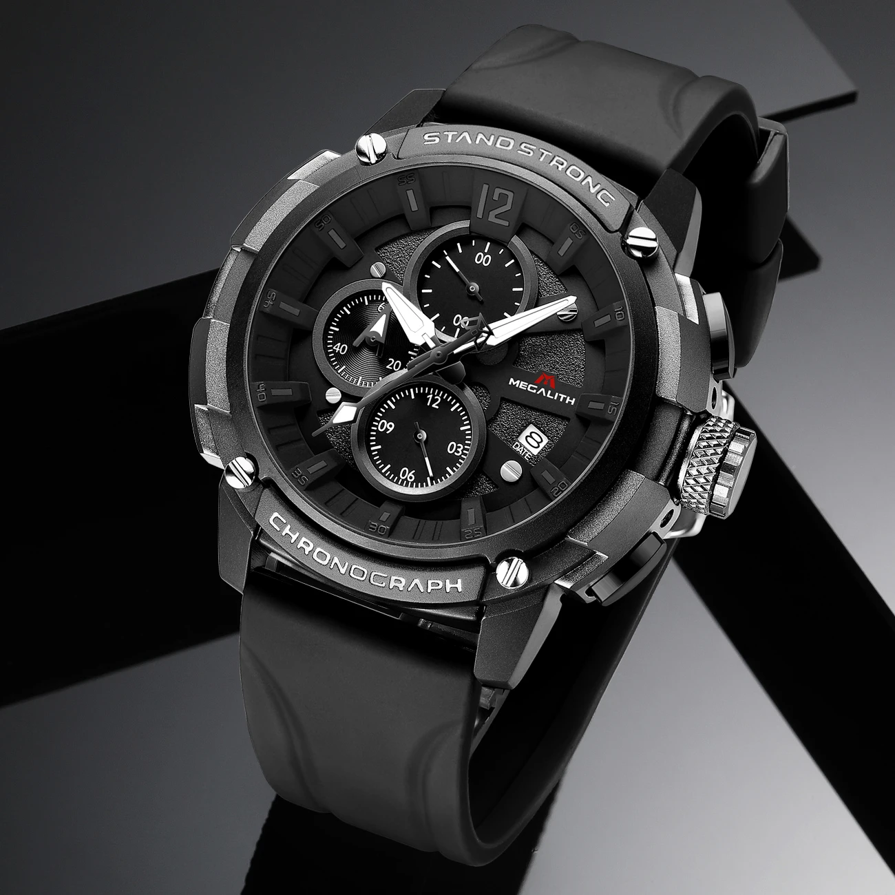 Мужские часы MEGALITH водонепроницаемые спортивные кварцевые мужские с силиконовым
