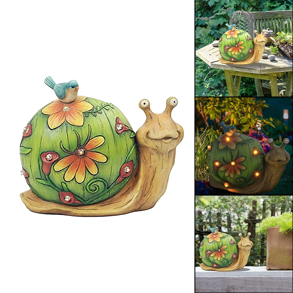

Садовая статуэтка, статуэтка улитки из смолы, уличная фигурка на солнечной батарее, освещение для патио, газона, двора, украшения, 10x5x дюйма