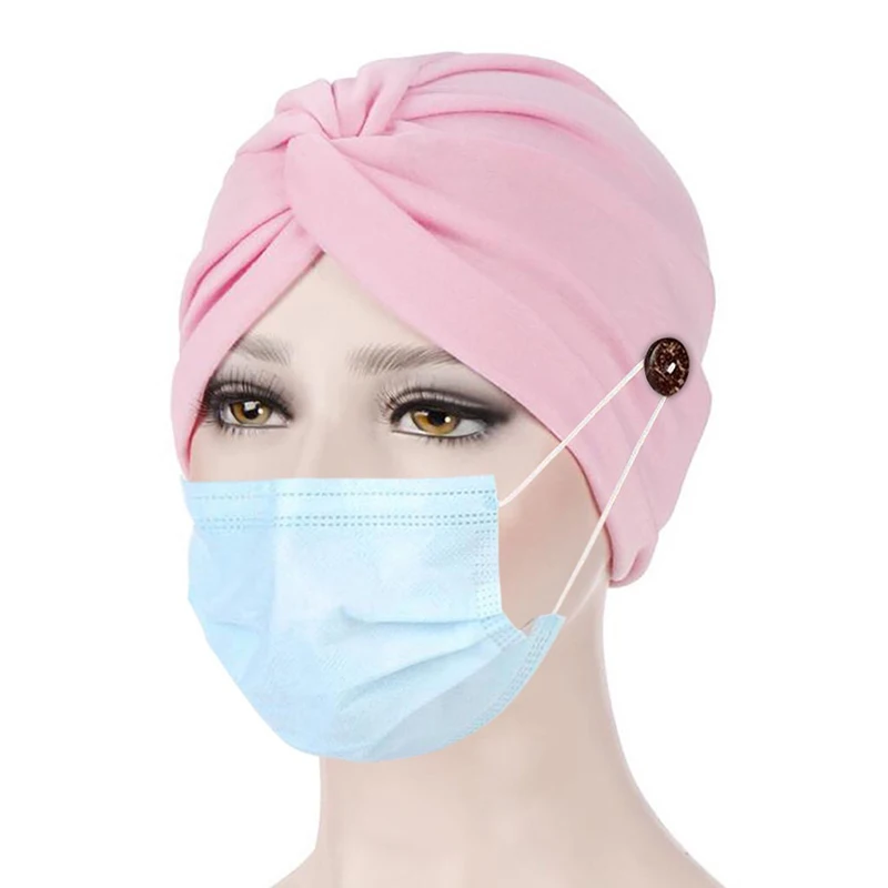 Cross Muslim Hijab Cap Women Inner Caps Solid Soft Turban With Button Maks Holder Knotted Headwrap Elastic Headwear | Тематическая