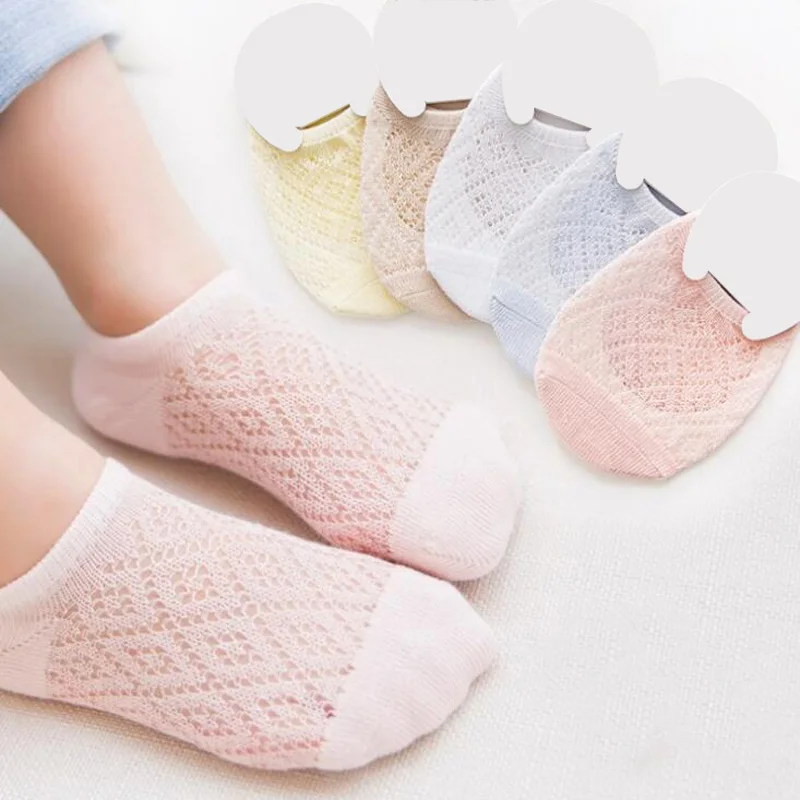 5 пара/лот Сезон весна лето Новые хлопковые сетчатые носки башмачки для малышей