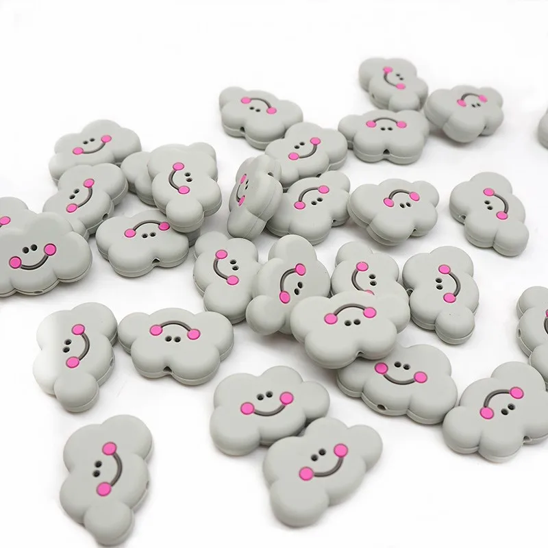Chenkai-Cuentas de dentici&oacute;n de silicona para beb&eacute;, Mini nube sin BPA, mordedor de beb&eacute; para roedores, joyer&iacute;a de grado alimenticio, collar, regalo, 5 piezas-1