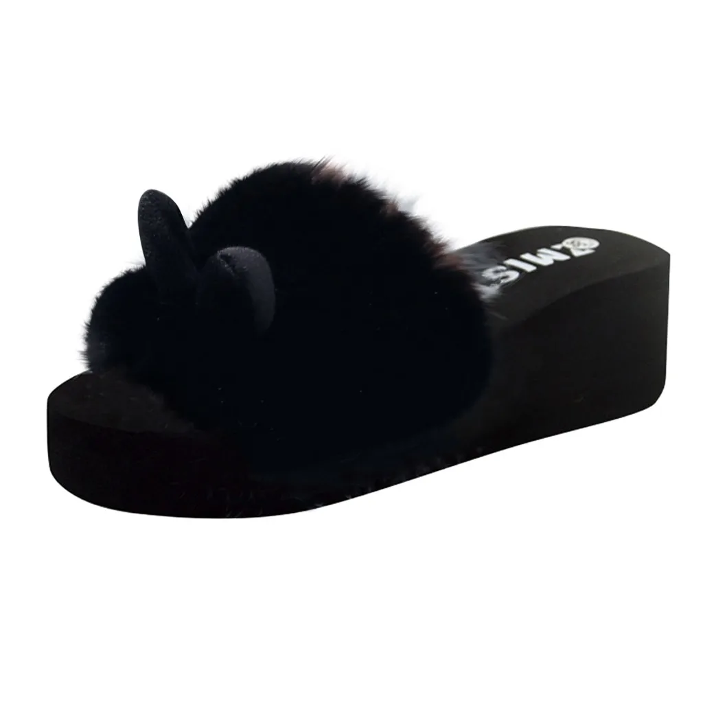 Пикантные Женские однотонные Плюшевые Пушистые слиперы черного цвета без