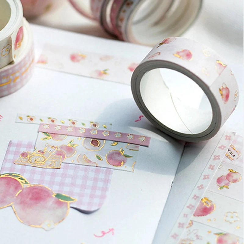 

Kawaii 10pcs/pack Peach Washi Masking Tape For Crafts Diary Decorative Adhesive Tape Japanese School Stationery