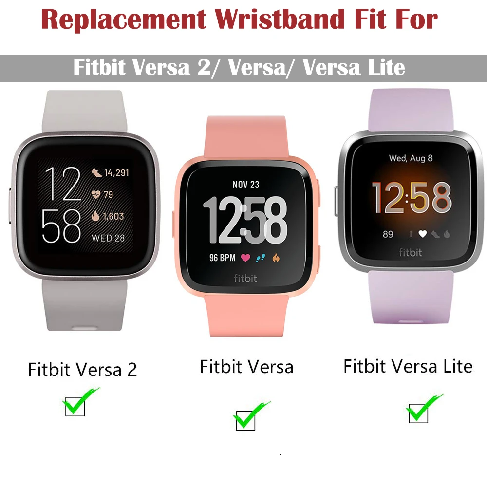 Сменный ремешок для Fitbit Versa/Versa 2, мягкие силиконовые водонепроницаемые наручные аксессуары, ремешок для Fitbit Versa 2, ремешок