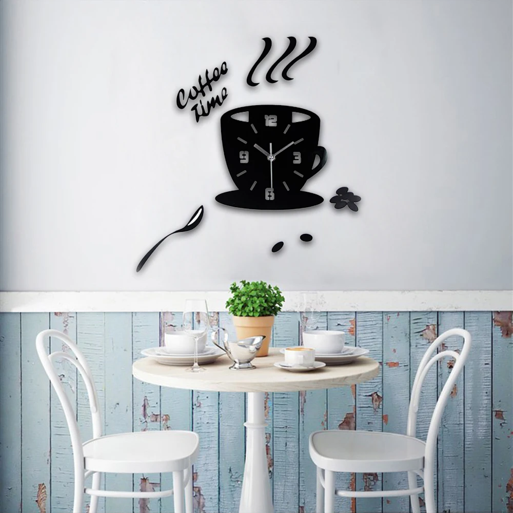 Креативные 3D DIY акриловые настенные часы современная кухня домашний декор с