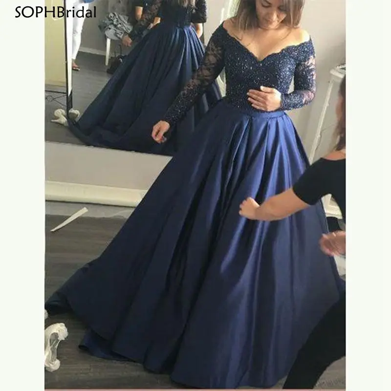 

New Arrival V Neck Mother of the Bride Dresses платье 2021 Off Shoulder Long Sleeve Lace Wedding Guest Gowns Vestidos de Novia