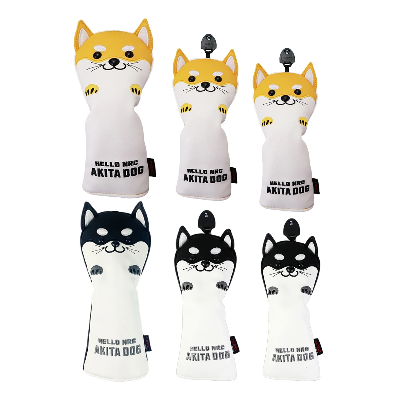 

Durable Golf Driver Head Cover PU Leather 400cc Woods No. 1, 3/5 FW, UT Protector Cute Shiba Inu Guard With No. Tag Headcover