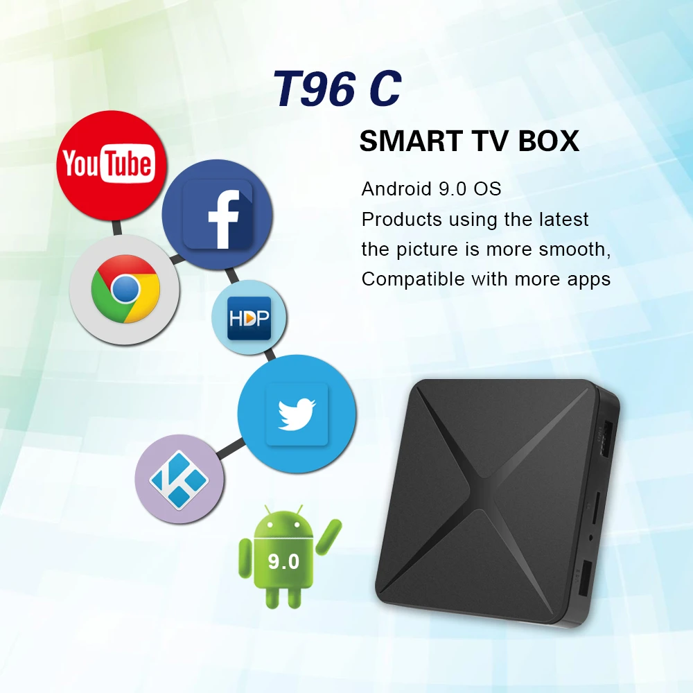 Умная ТВ-приставка T96C 4K Youtube 1 ГБ 8 Android 9 0 четырехъядерный Amlogic S905W 64 бит BT Wi-Fi