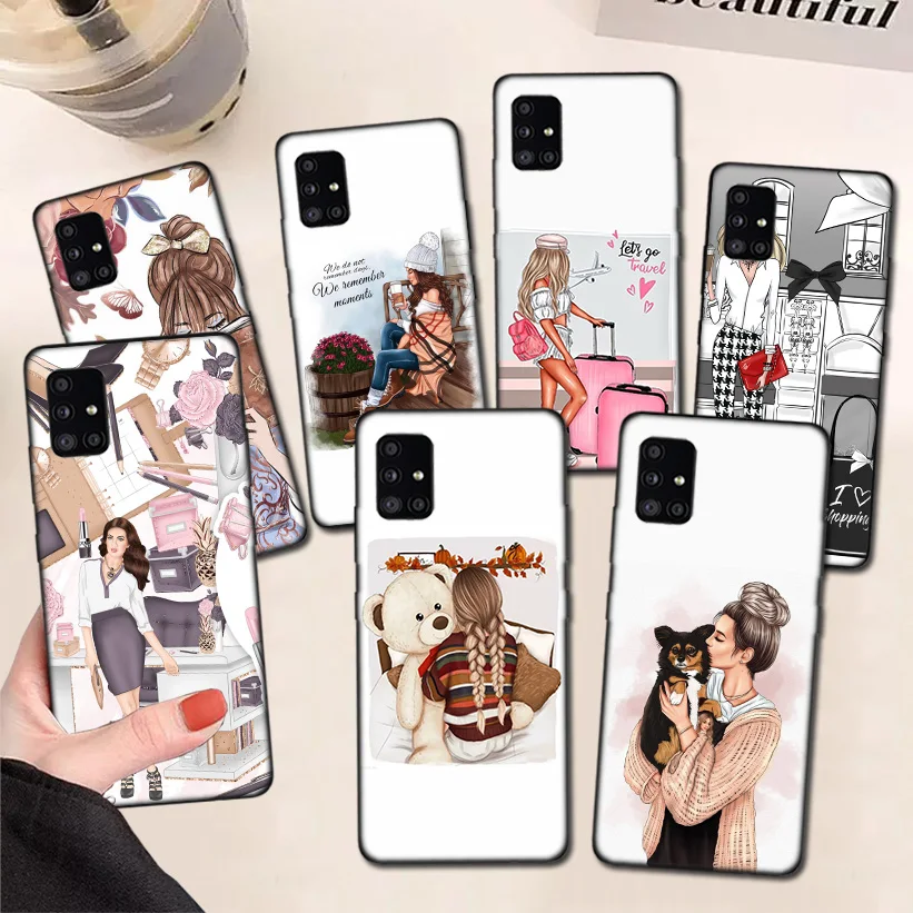 

Princess Girls Boss Coffee Phone Case For Samsung Galaxy A51 A71 A50 A70 A81 A91 A30 A40 A20E A10S A6 A7 A8 A9 Cover Coque Funda