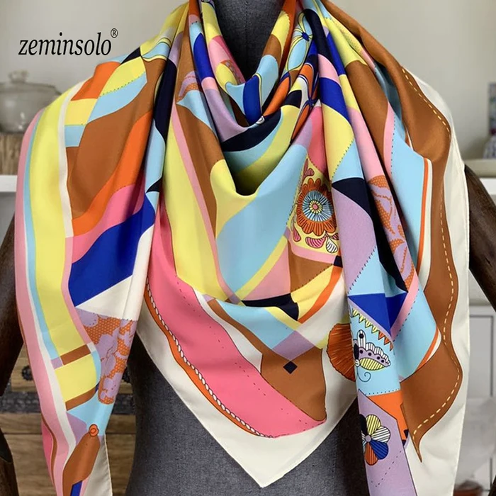 Новинка модный Шелковый Хиджаб zemcelo повязка на голову женский квадратный шарф с