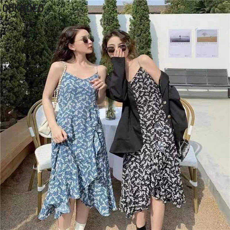 

Women Sexy Dress Summer Retro Korean Preppy Style Dress 2021woman Strap Slim Dress Solid Color Bottom Fashion Medium Dress