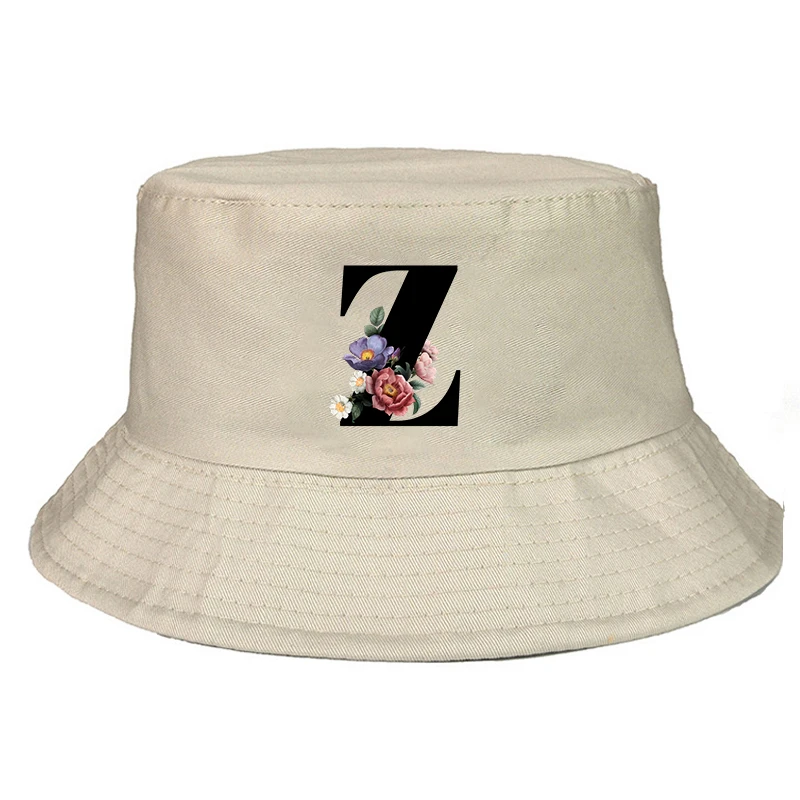 

Sports outdoor 26 letter black font flowers pattern baseball cap peaked fisherman hat sunshade breathable striped elastic hat
