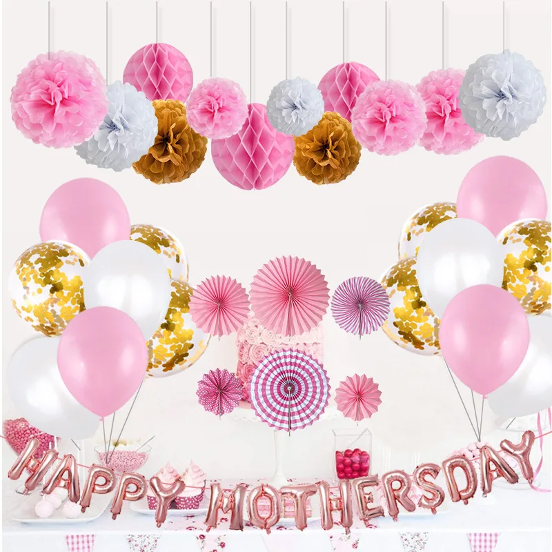 

Foil Balloons 16 inch Happy Mothers Day Rose Gold Alphabet Aluminum Rubber Balloons Set Party Scene Layout Supplies