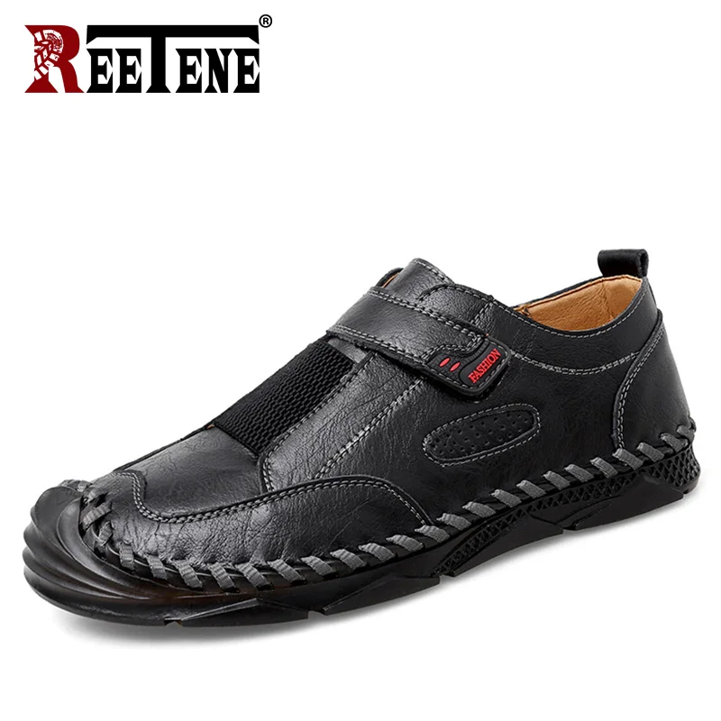 

REETENE Large Size 47 Men Loafers High Quality Loafers For Men Spring Autumn Men'S Leather Loafers Comfort Driving Shoes Male