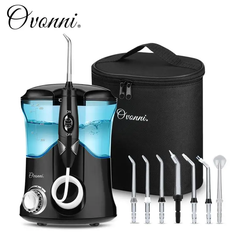 Черный Зубной ирригатор для полости рта ovanni Flosser 7 струй 10 настроек давления 600 мл большой емкости резервуар для воды семейный набор для орошения полости рта - Цвет: Черный