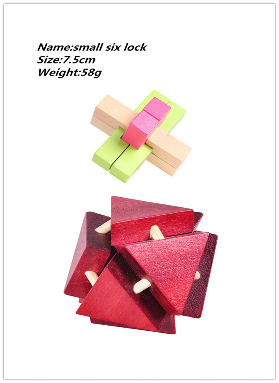 

IQ Brain Teaser Kong Ming Lock Lu Ban Lock 3D Wooden Interlocking Burr Puzzles Game Classical Toys For Adults Kids