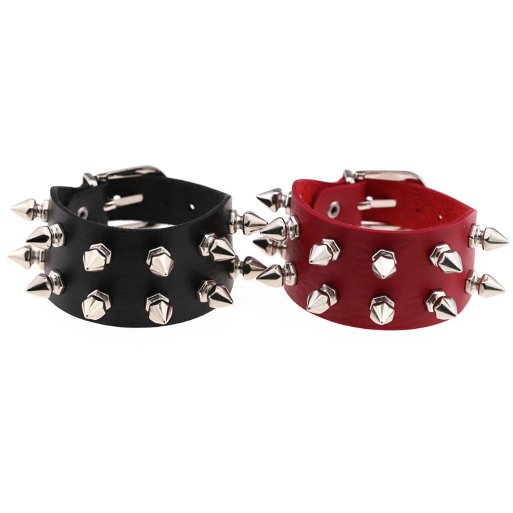 

Non mainstream rock punk nail rivet bracelet punk exaggerated wide bracelet handcuffs anime accessories