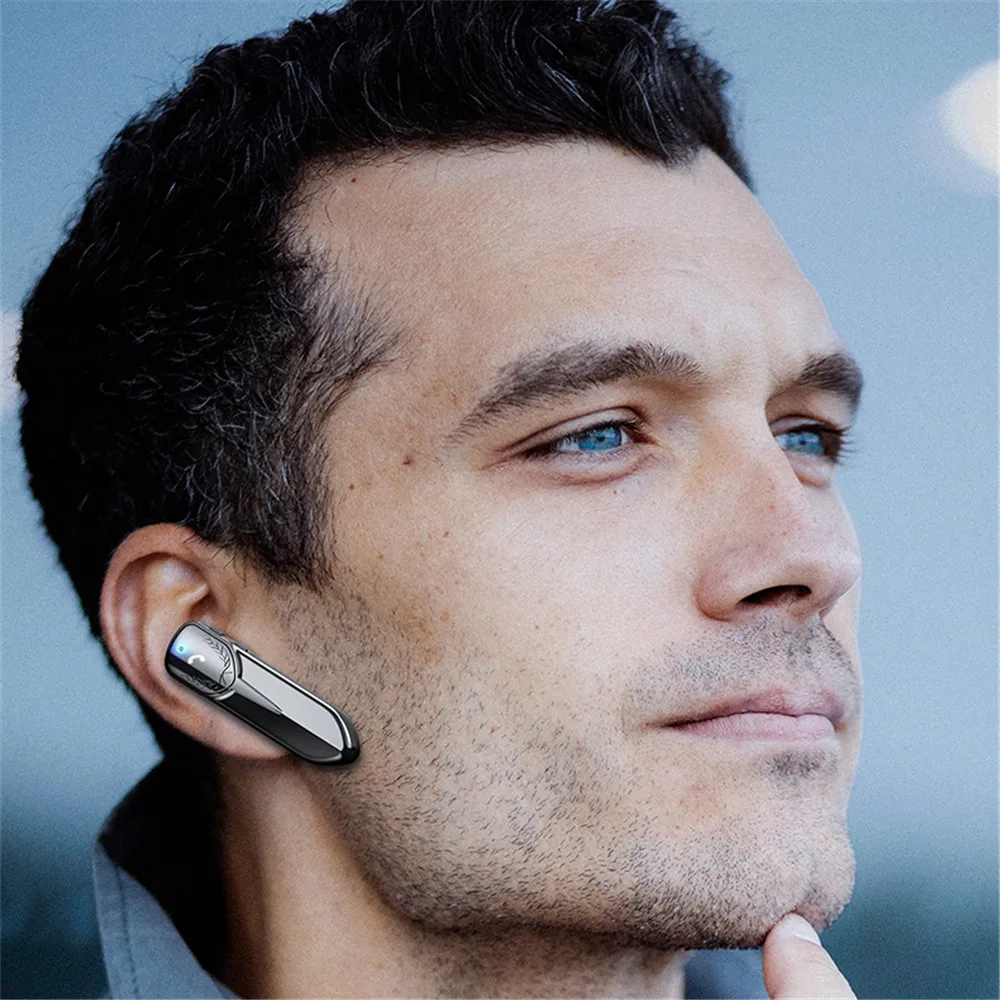 Single Business Bluetooth V5.2 Headset Wireless Earphone Ear Hook with Mic 48 Hours talk time Handsfree driving sport For xiaomi - купить по
