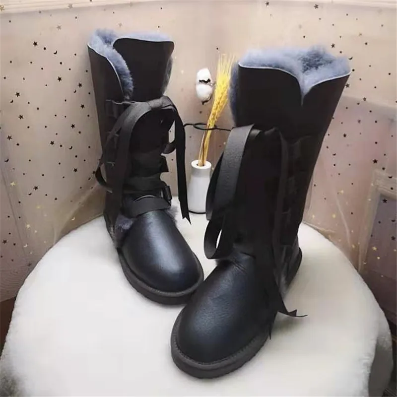 Женские ботинки на шнуровке зимние брендовые из натуральной овечьей шерсти 2021