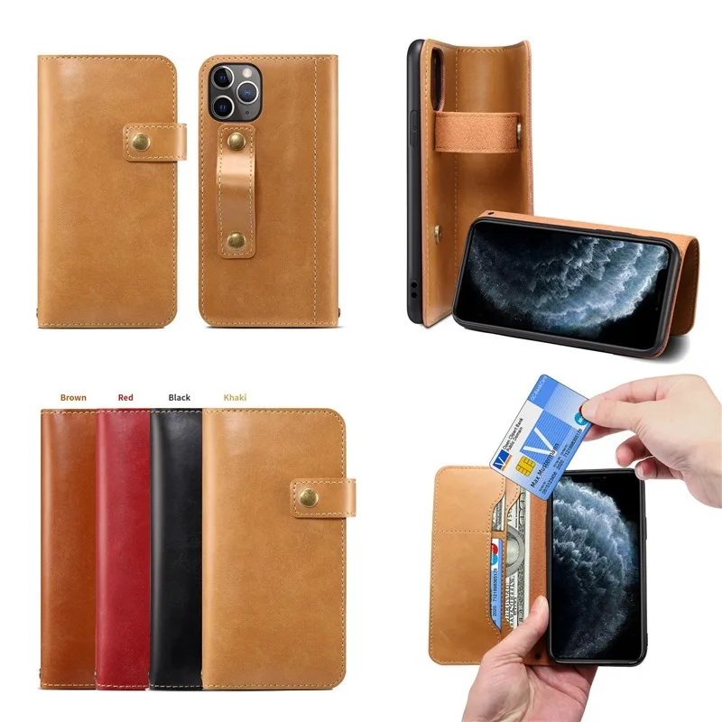 

Luxury Premium PU Leathe Flip Phone Case for Iphone12 pro max 11 Pro Max X Xs with Card Pocket Kickstand Protective Cover