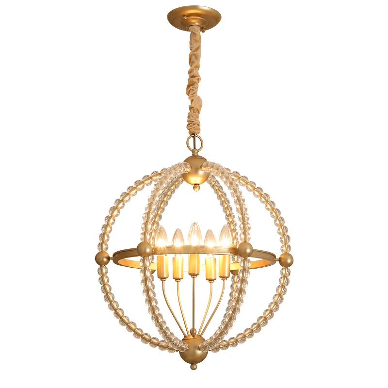 Глобус Золотая люстра шар светильник хрустальный бисер Современная Круглая