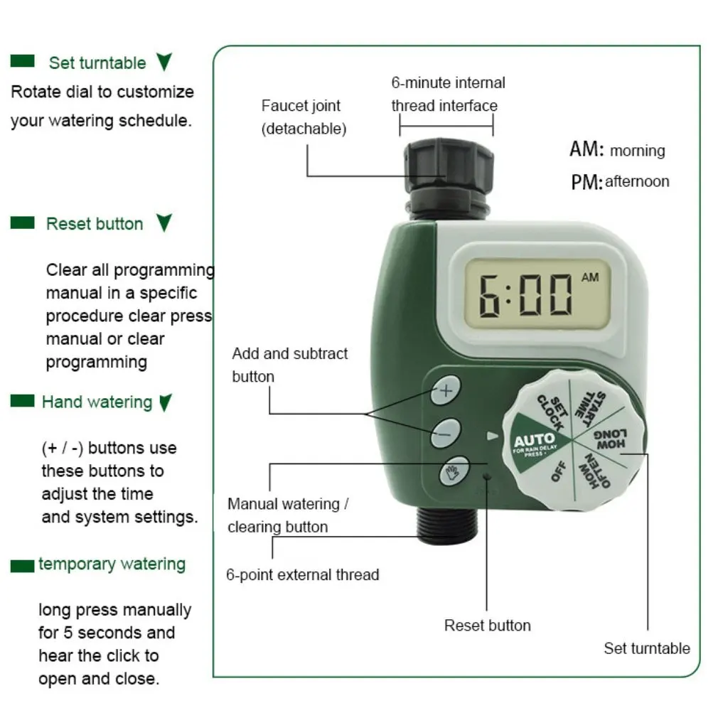 

Drip Irrigation Series Lazy Plant Watering Timer Garden Sprinkler Irrigation Controller Drip Irrigation Tool LCD Screen Display