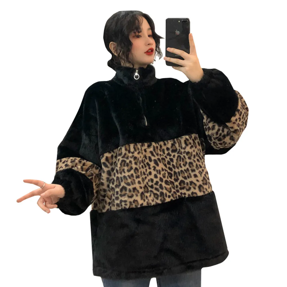 

RUGOD New Fashion Leopard Women Sweatshirt Turtleneck Casual Women Pullovers Plus Size Knitted Winter Clothes pull femme hiver