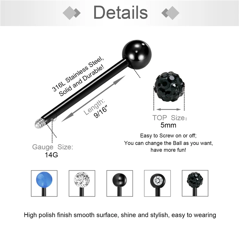 JFORYOU14G кольца для сосков 12mm14mm16mm18mm хирургические стальные сверкающие