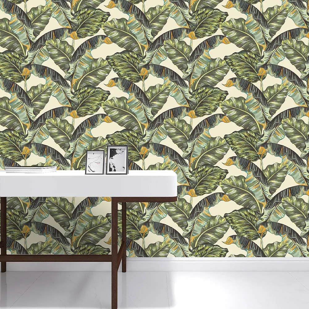 

Большие настенные наклейки с зелеными растениями, декоративный фон для гостиной, спальни, домашние настенные наклейки из ПВХ, фрески, накле...