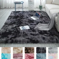 colorful tie dye shaggy bedside carpet for bed room living room modern rainbow plush faux fur area rug fluffy floor mat nordic