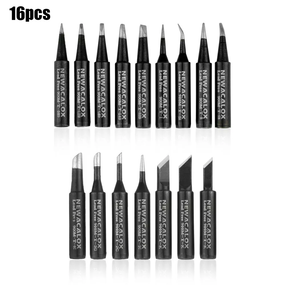 NEW16PC NEWACALOX 16 шт./лот 900M-T бессвинцовый черный металлический паяльник для 936, 937, 938,8586, 852D паяльная станция - Цвет: NEW16PC