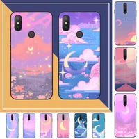 cartoon pink clouds moon phone case for redmi note 8 7 9 4 6 pro max t x 5a 3 10 lite pro