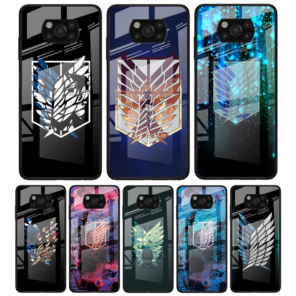 

Attack On Titan Logo for Xiaomi Poco X3 NFC F3 M2 F3 F2 X2 X3 Pro Redmi Note 8 9 10 Pro 8T 9T 9S Tempered Glass Phone Case Coque