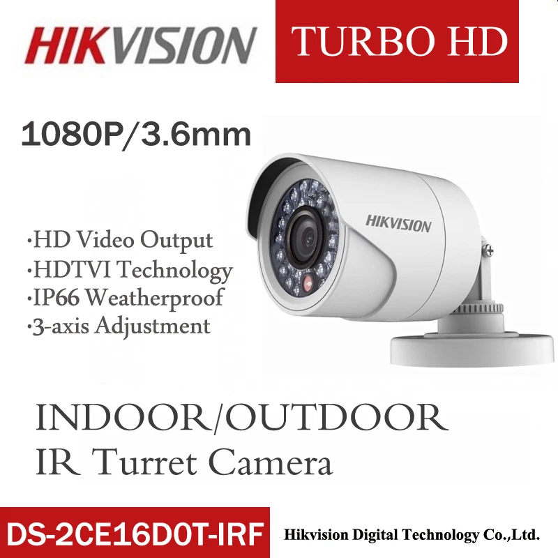 DS-2CE16D0T-IRF Hikvision английская 2MP HD1080P IR Bullet камера 20 м IR расстояние IP66 Всепогодная CCTV камера безопасности