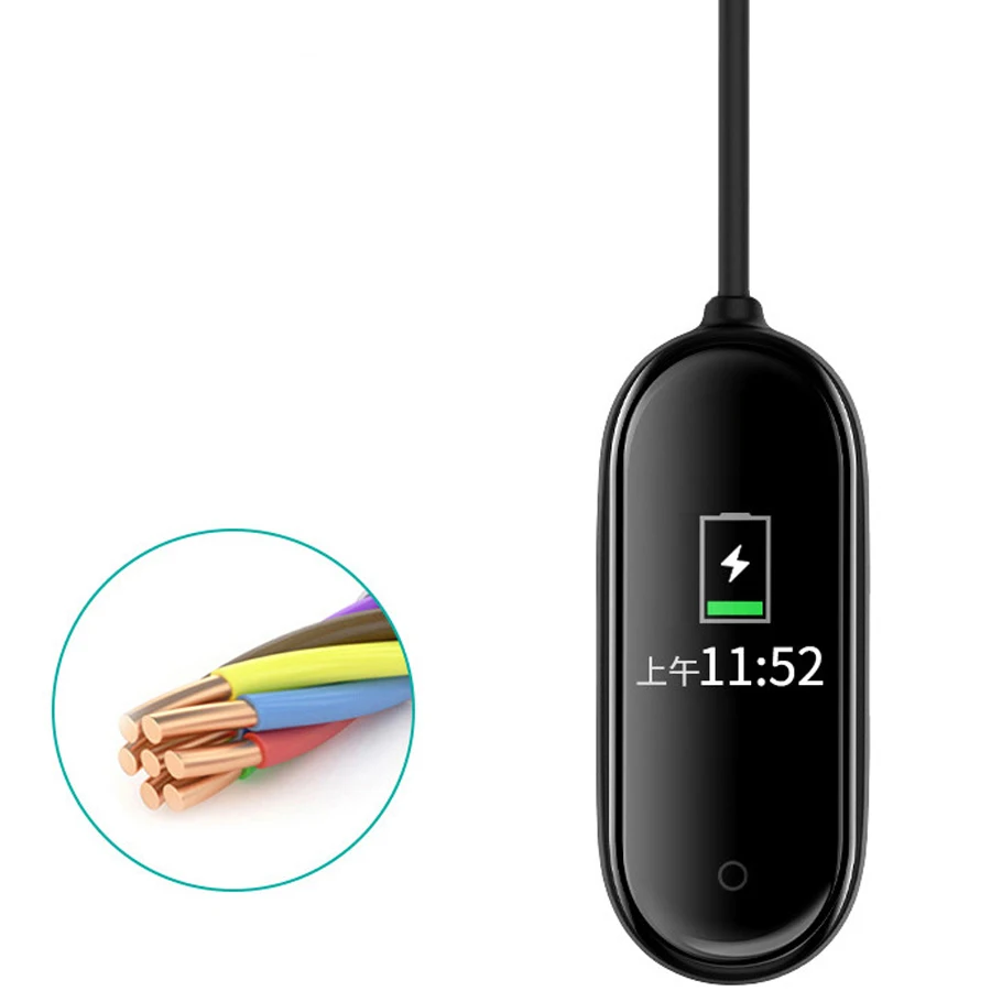 USB кабель с зажимом для зарядки Xiaomi Mi Band 4 быстрое зарядное устройство браслет