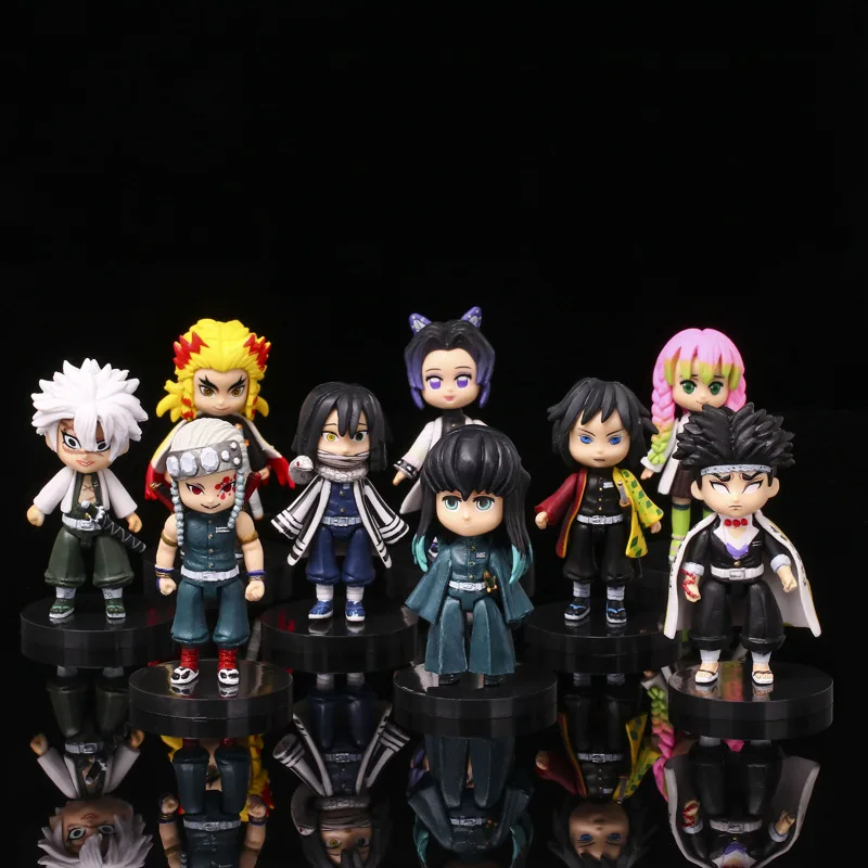 

Demon Slayer Tanjirou Tomioka Giyuu and Kochou Shinobu and Uzui Tengen and Rengoku Kyoujurou Action Figure Ornament Model Toys