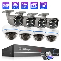 techage 8ch 5mp h 265 cctv video security surveillance kit poe camera home security face detection smart ai bulletdome camera