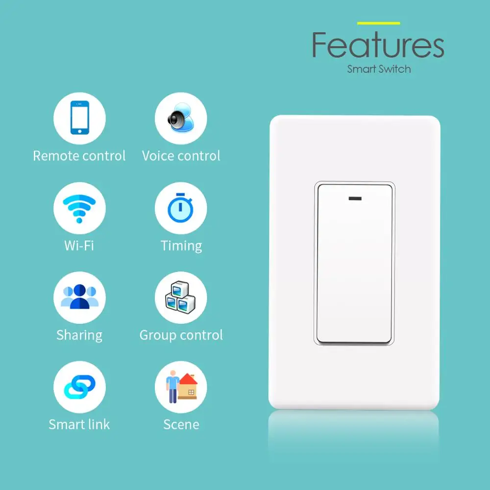 1 Gang США переключатель Wi-Fi Homekit Apple 15A Timming график светильник функция голосового